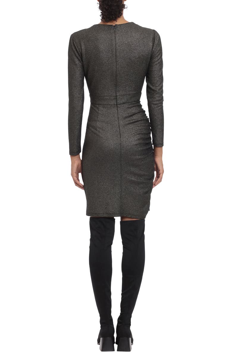 Donna Morgan Stretch Long Sleeve Lame Mini Dress, Alternate, color, 