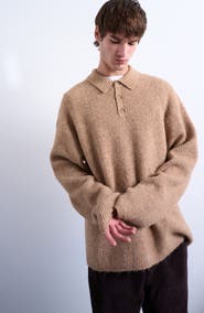 Topman Oversize Rib Polo Sweater