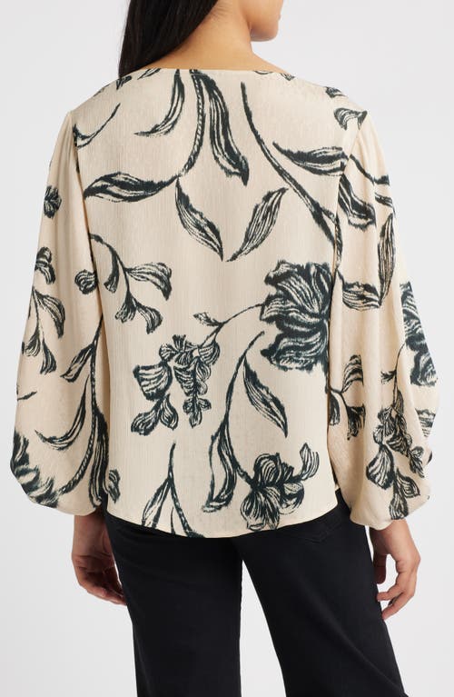 Wit & Wisdom Print Peasant Top In Black