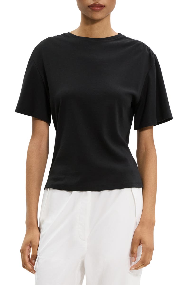 Theory Ruched Shoulder Supima<sup>®</sup> Cotton T-Shirt, Main, color, 