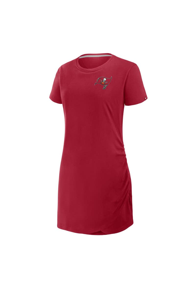 Women's Fanatics Red Tampa Bay Buccaneers Ruched Drape T-Shirt Dress, Alternate, color, Red