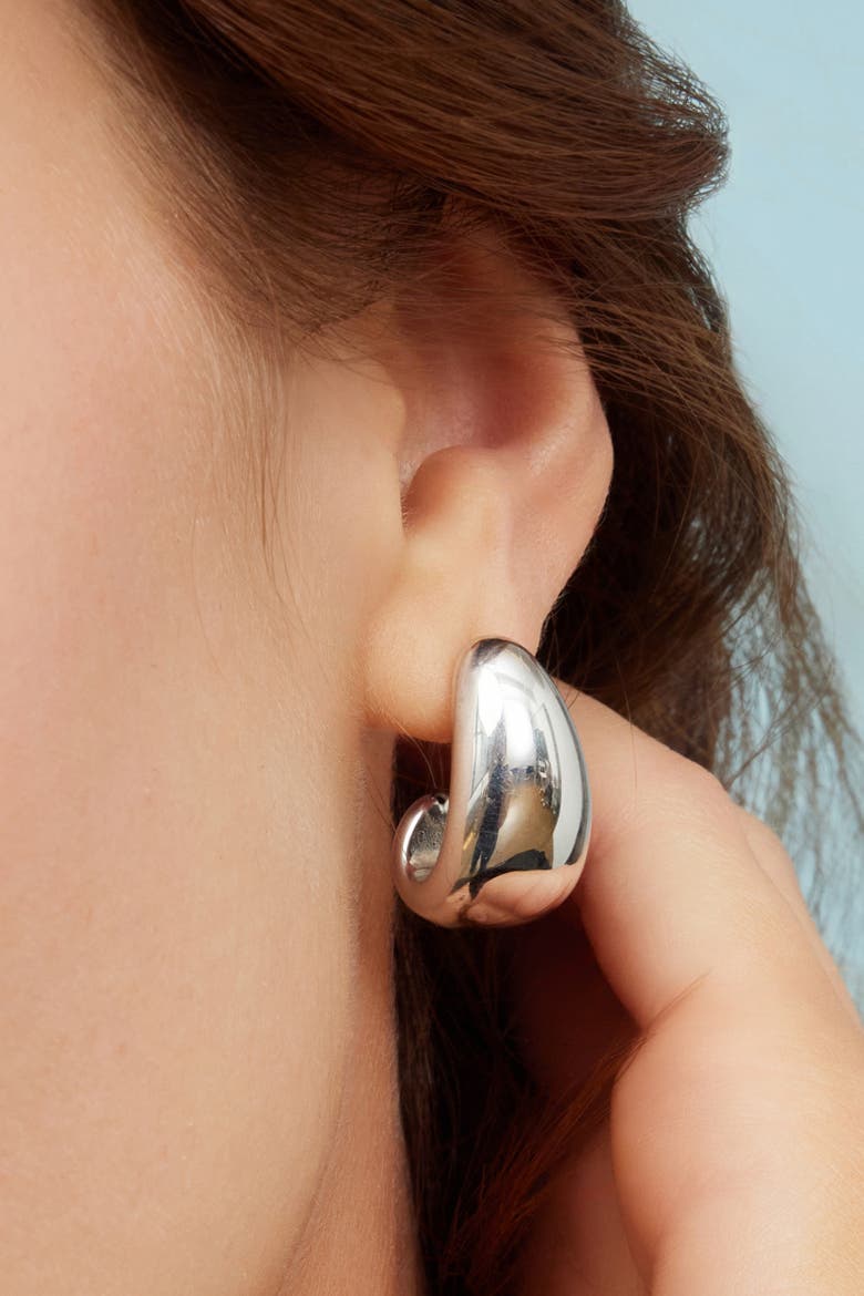 Sterling Silver Contour Drop Earrings, Alternate, color, Silver