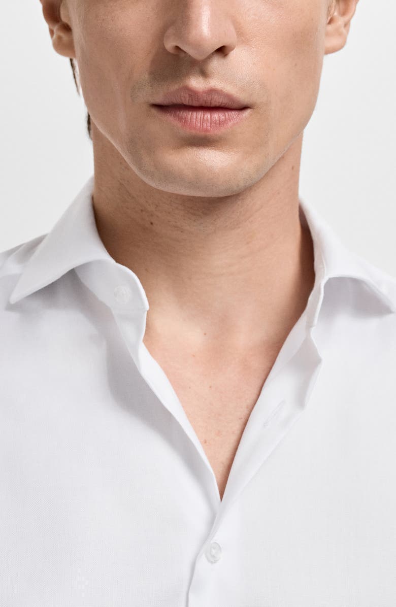 MANGO Slim Fit Cotton Button-Up Shirt, Alternate, color, White