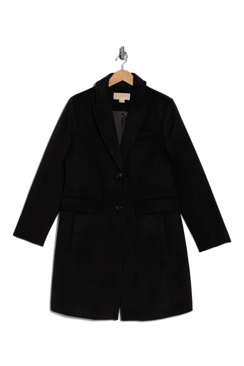 Single Breasted Wool Blend Coat, Alternate, color, BLACK
