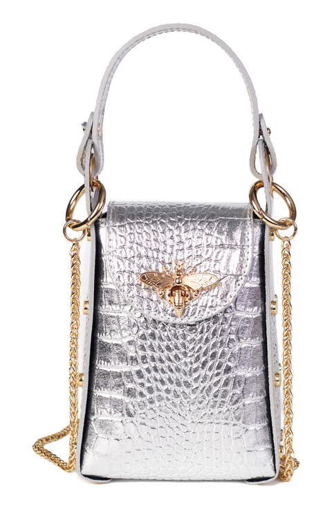 Anette Croc-Embossed Leather Crossbody Bag