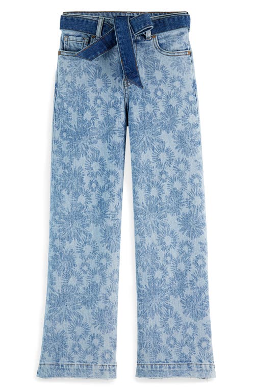 Scotch & Soda Kids' The Wave Floral Wide Leg Denim Jeans In Abstract Flora
