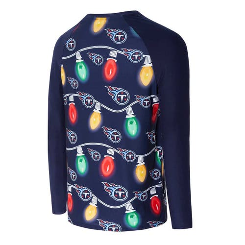 CONCEPTS SPORT CONCEPTS SPORT  NAVY TENNESSEE TITANS GARLAND KNIT RAGLAN LONG SLEEVE T-SHIRT AND PANTS SET 