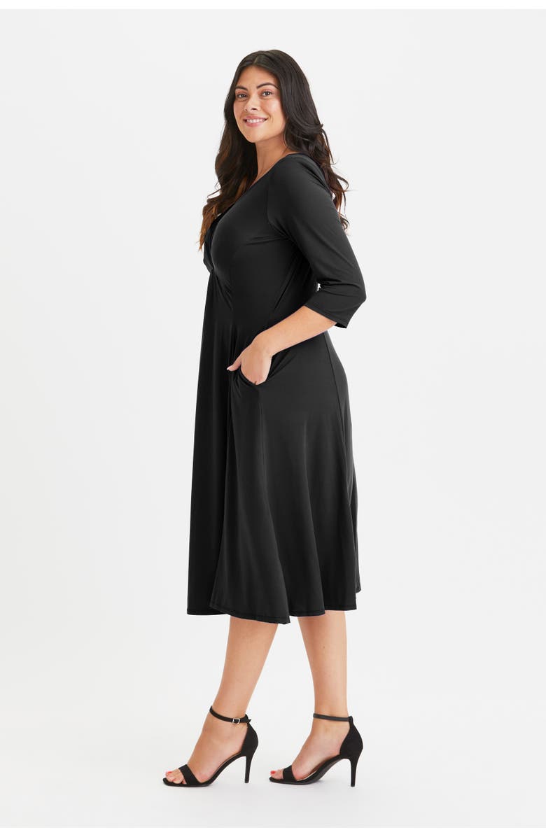 Scarlett & Jo Claudia Solid Jersey Knot Front Dress, Alternate, color, Black Jersey