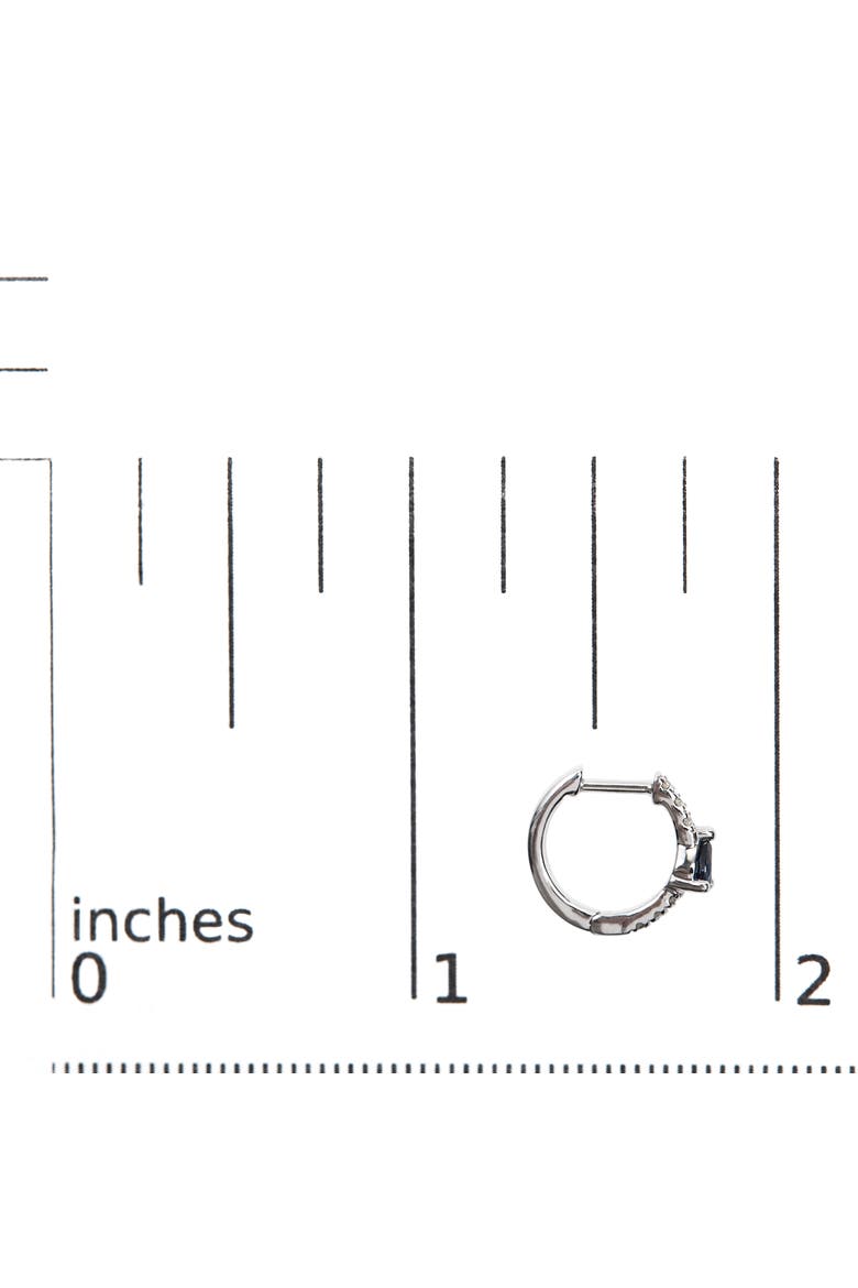10K White Gold Pear Shaped Blue Sapphire and 1/10 Ct Diamond Huggy Hoop Earrings, Alternate, color, White