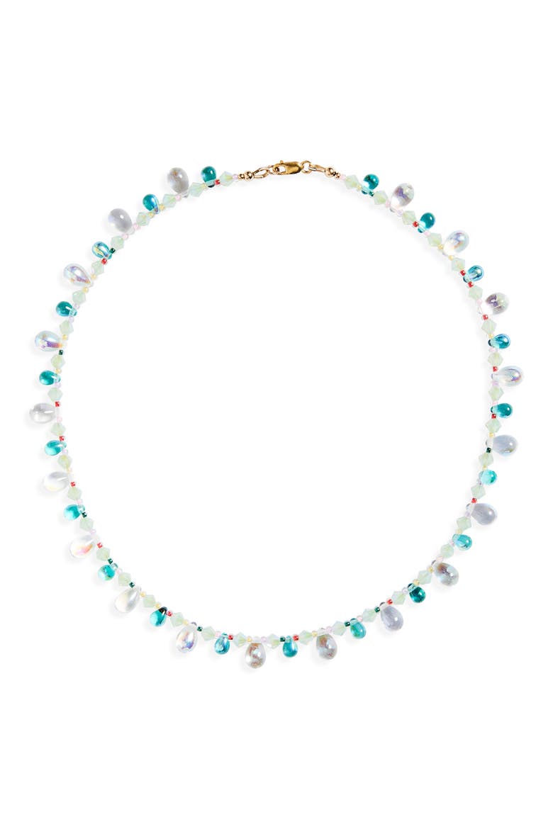 Raindrop Beaded Necklace, Main, color, CRYSTAL MINT