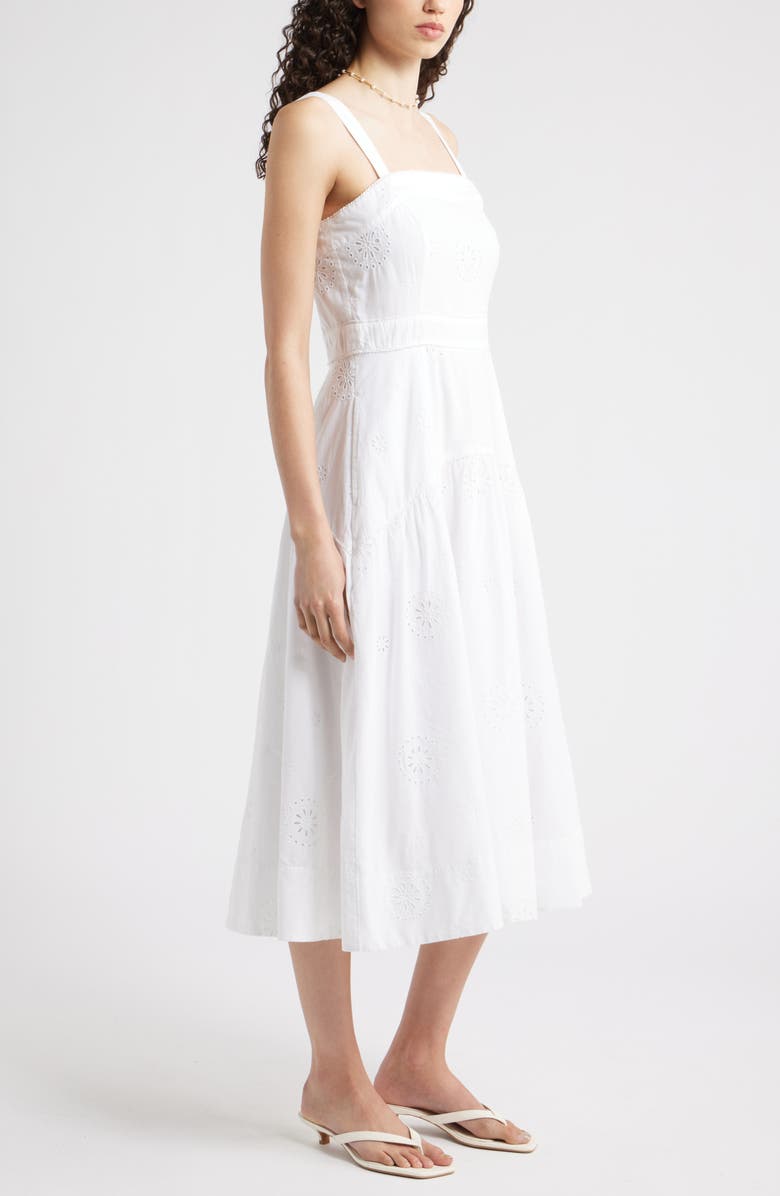 Chelsea28 Removable Strap Eyelet Embroidery Midi Dress, Alternate, color, White