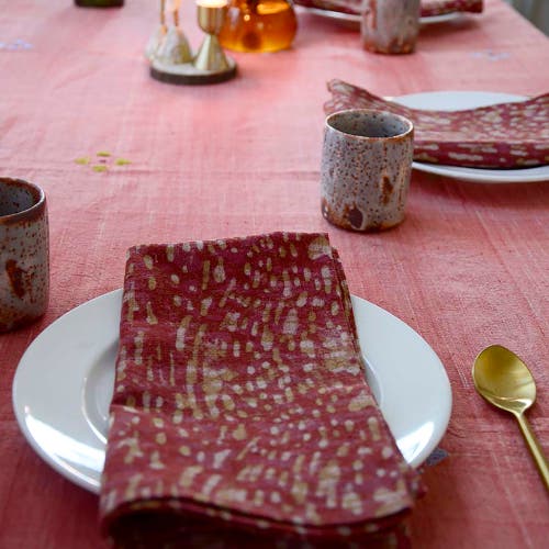 Ichcha Rustic Handmade Cotton Napkins In Orange