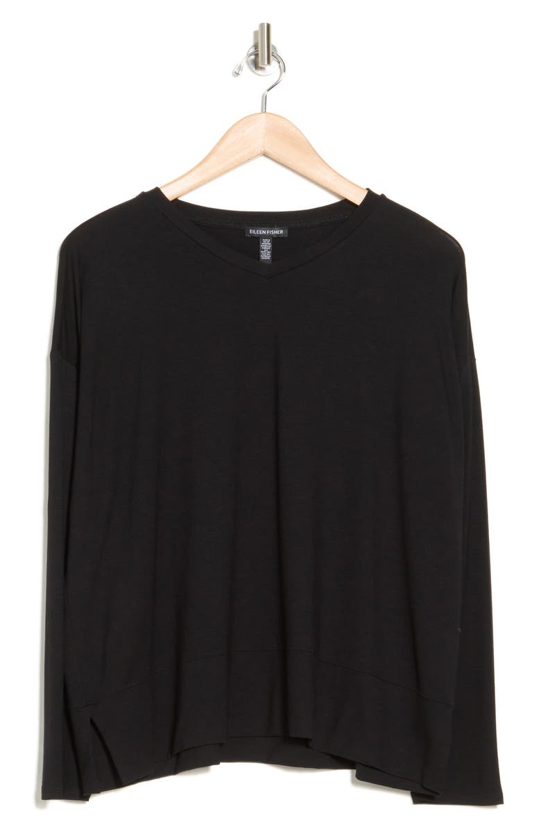 Eileen Fisher V-Neck Long Sleeve Boxy Top, Alternate, color, 