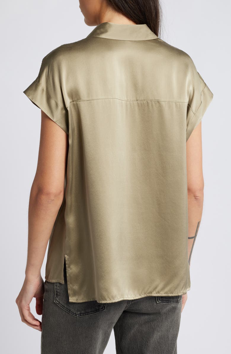 Rails Palmer Cap Sleeve Silk Button-Up Shirt, Alternate, color, 