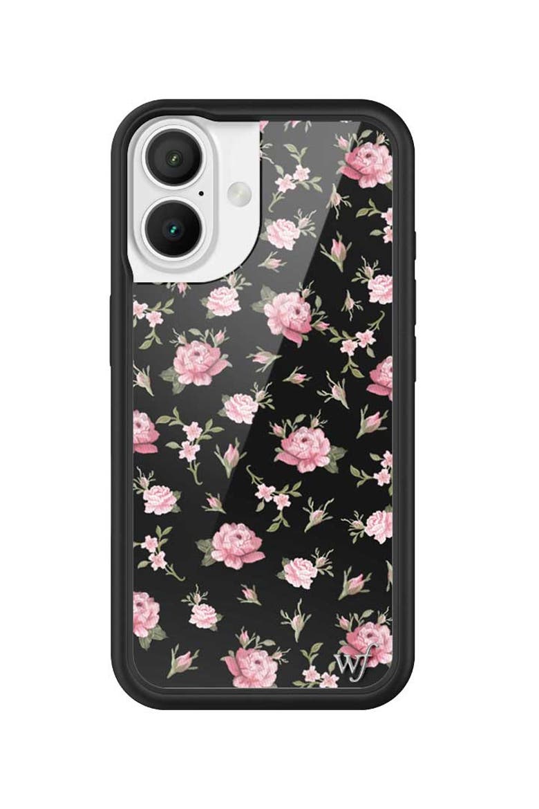 Black and Pink Floral iPhone Case, Alternate, color, Black