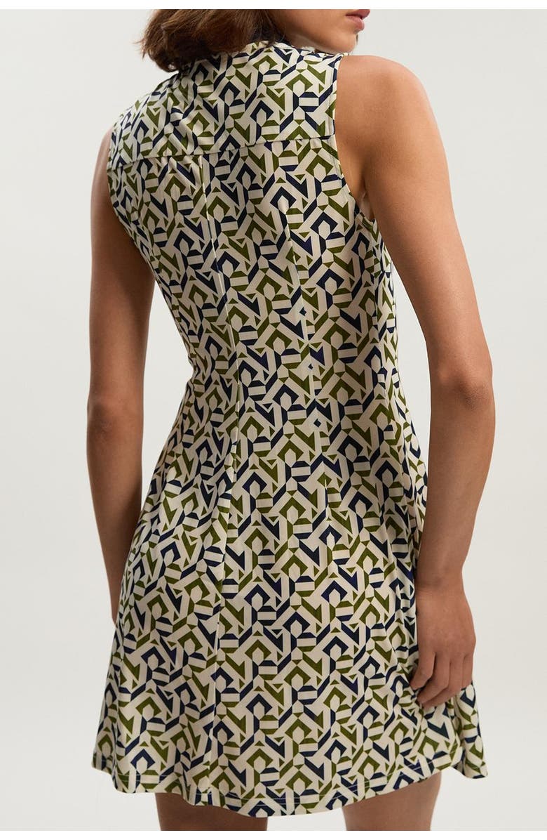 Karen Millen Petite Crepe Tie Neck Mini Dress, Alternate, color, Mono