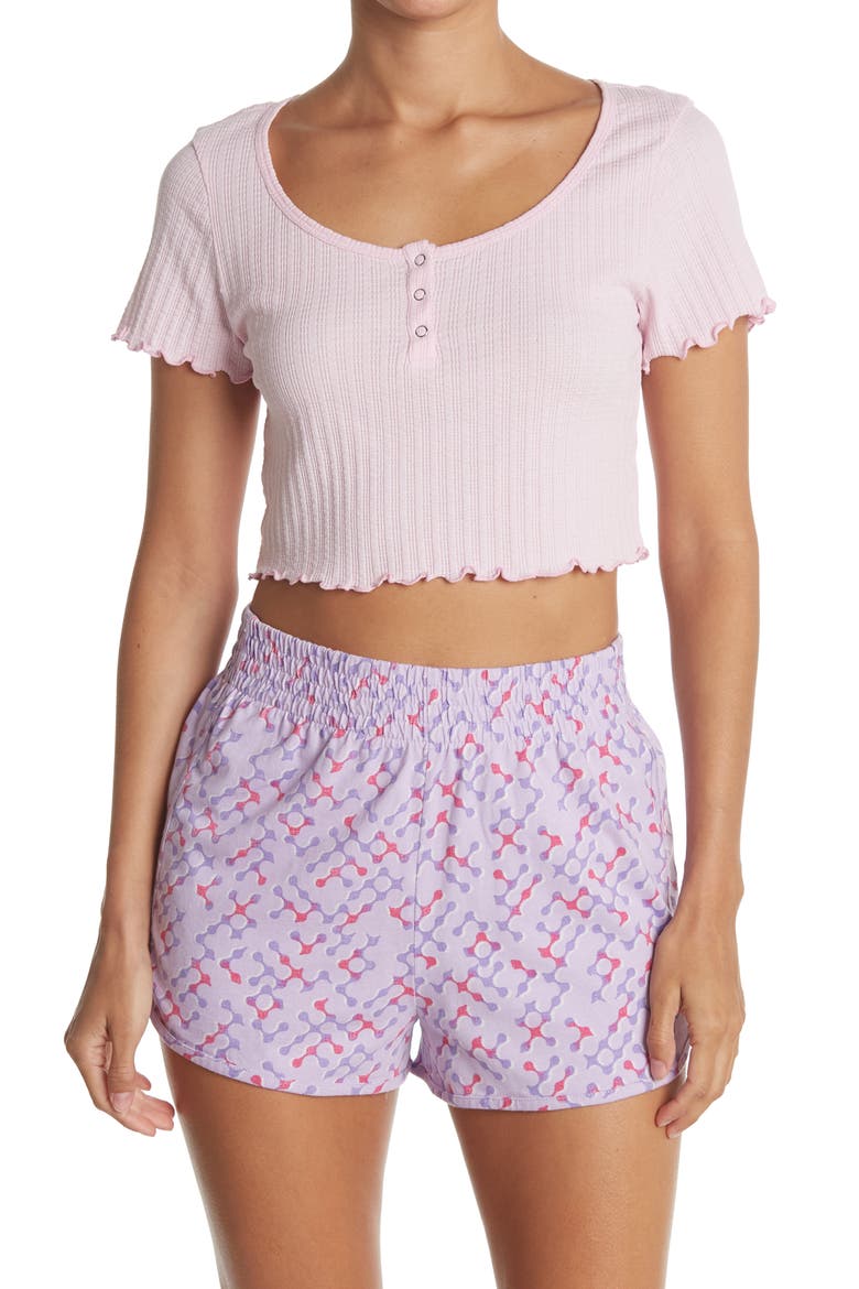 Pointelle Rib Crop Henley, Main, color, PINK OPAL