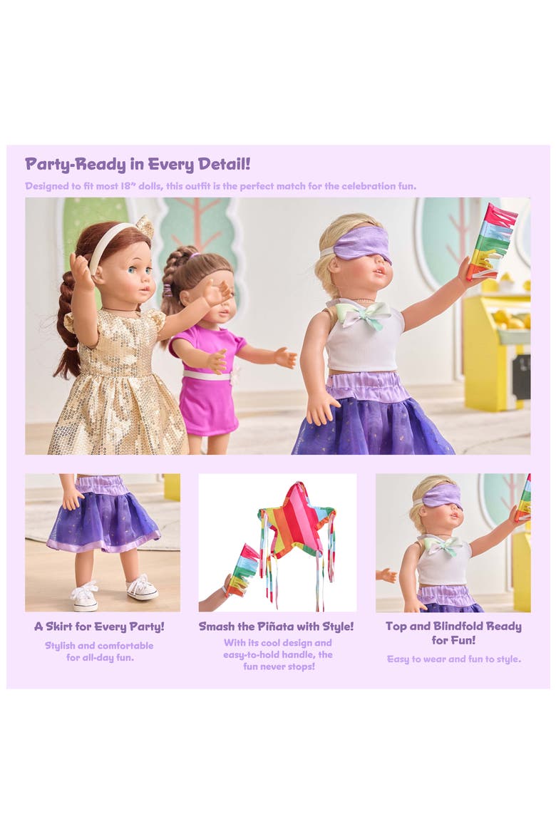 Piñata Birthday Party Outfit & Accessories Playset, Alternate, color, PURPLE