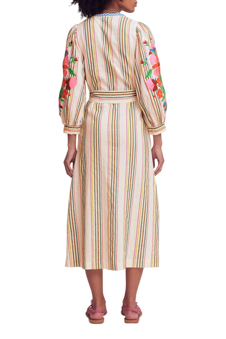Octavia Cotton Midi Dress, Alternate, color, MULTI EMBROIDERY STRIPE