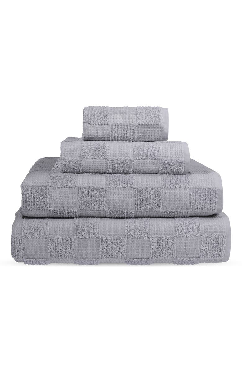DePera Waffle Terry 2-Piece Turkish Cotton Bath Towel Set, Alternate, color, Silver