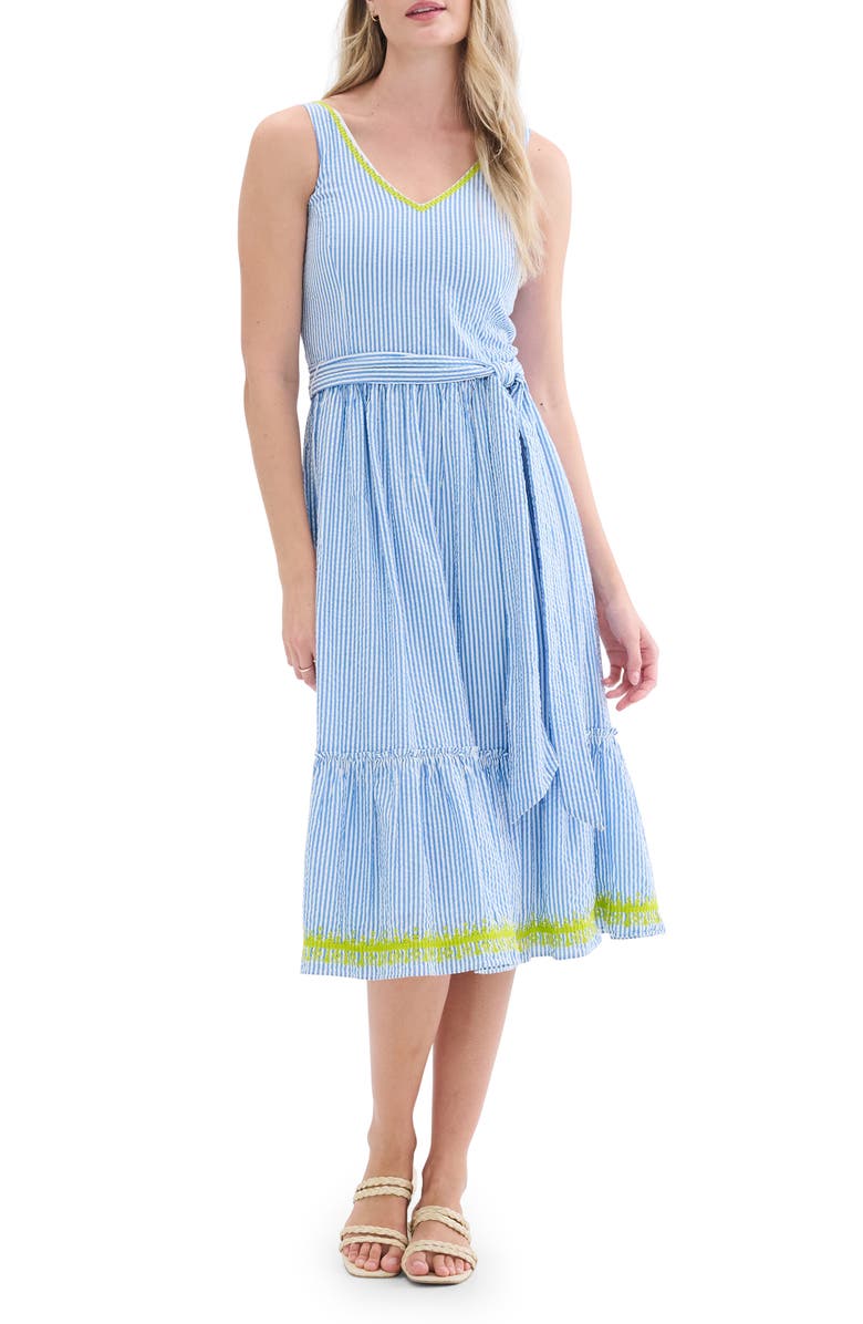 Hatley Sydney Stripe Cotton Seersucker Midi Dress, Main, color, 