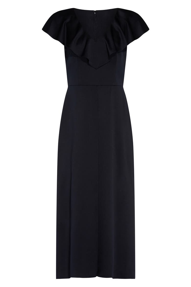 Ruffle Satin Crepe Wide Leg Maxi Romper, Alternate, color, DARK NAVY