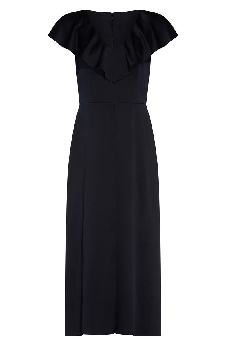 Adrianna Papell Ruffle Satin Crepe Wide Leg Maxi Romper, Alternate, color, 