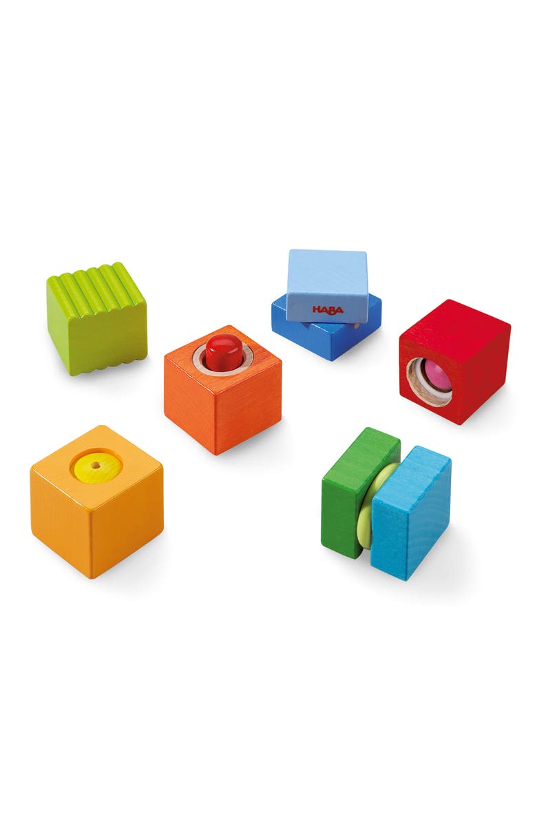 HABA Fun with Sounds Wooden Discovery Blocks for Toddlers with Acoustic Sounds, Toddler Toys for Preschool Learning Activities, Main, color, Multi