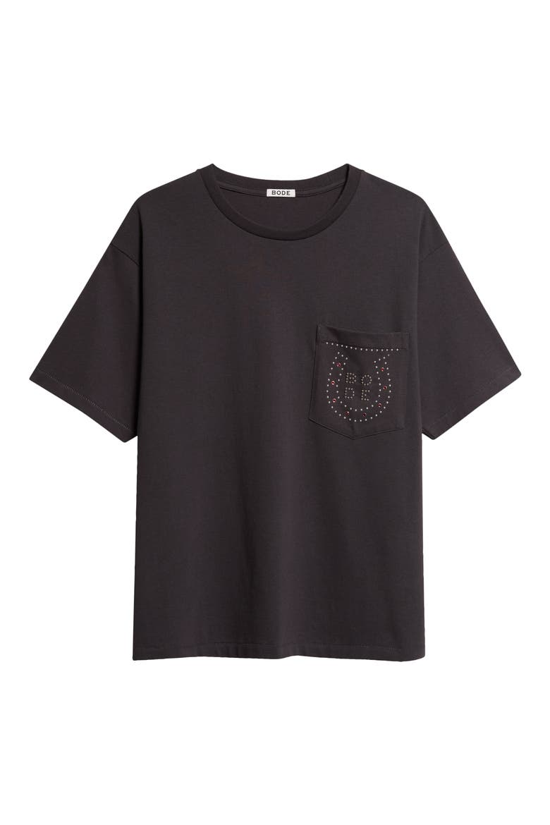 Stud Horseshoe Cotton Pocket T-Shirt, Alternate, color, BLACK