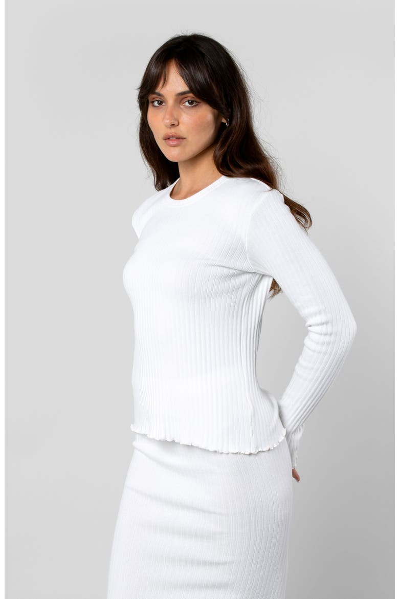 Cotton Rib Long Sleeve, Alternate, color, Ivory