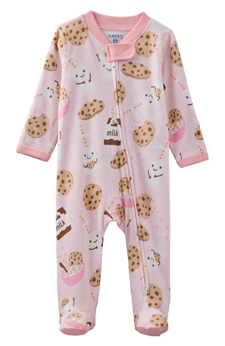 BUTTERBLU Scout One-Piece Organic Cotton Pajamas, Main, color, Pink Milk N Cookie Crew