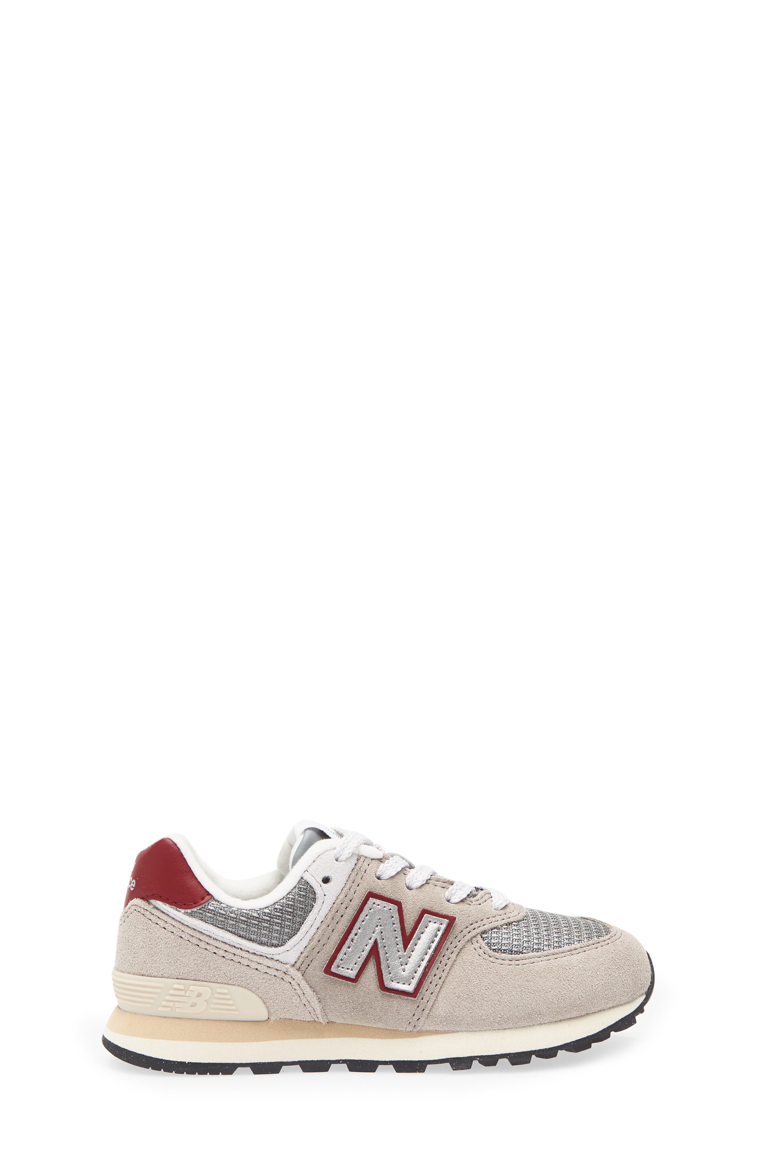 Kids' 574 Classic Sneaker, Alternate, color, ARID STONE/ MONARCH BURGUNDY