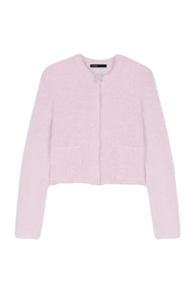 Jewelled bow cardigan, Main, color, Pink