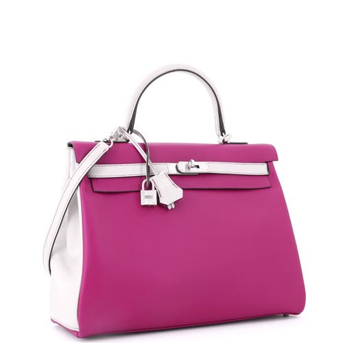 Pre-owned Hermes  Hermes Kelly Handbag Bicolor Evercolor With Brushed Palladium Hardware 35