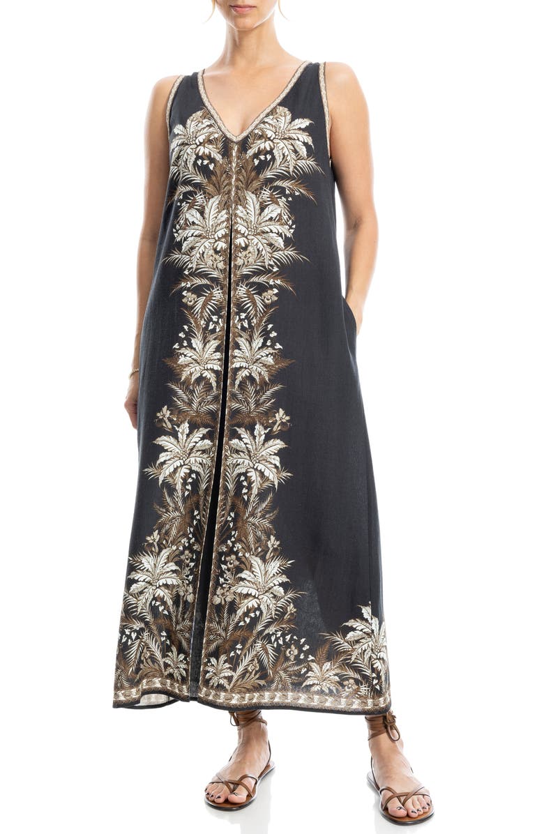 MAX STUDIO Border Print Sleeveless Maxi Dress, Main, color, 