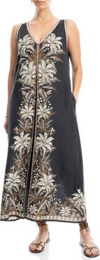 MAX STUDIO Border Print Sleeveless Maxi Dress