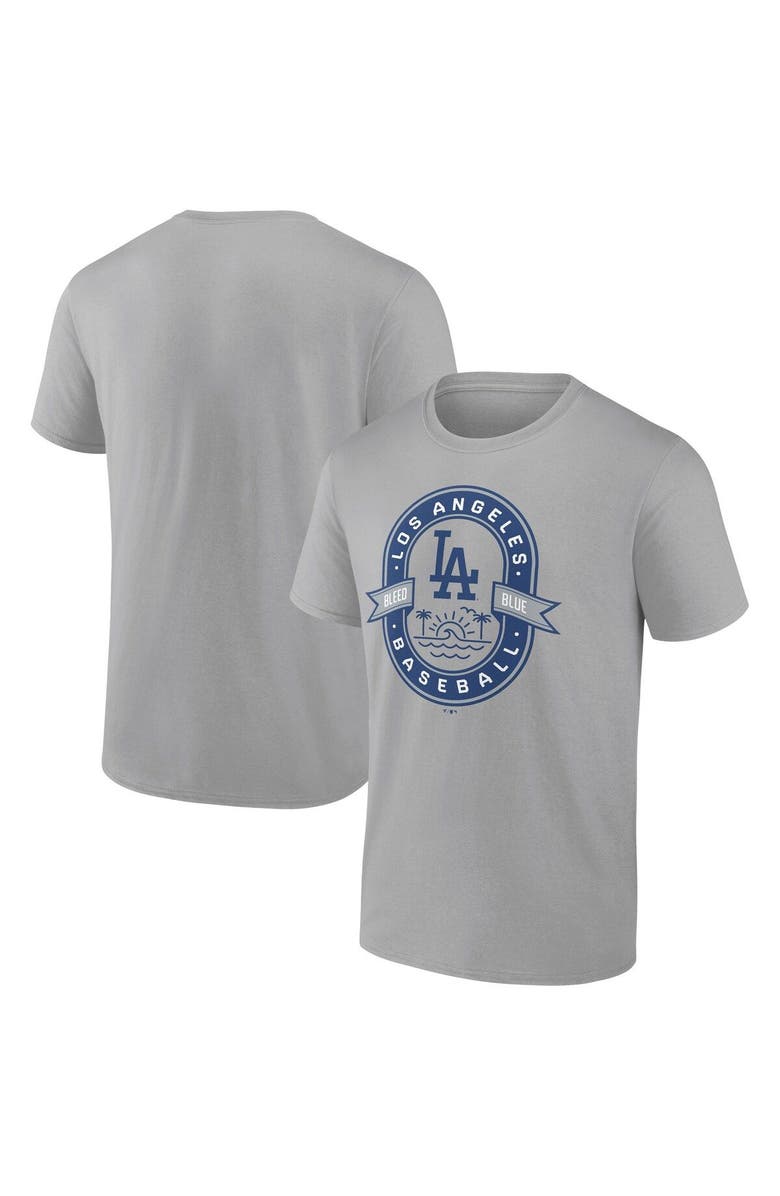FANATICS Men's Fanatics Branded Gray Los Angeles Dodgers Iconic Glory Bound T-Shirt, Main, color,