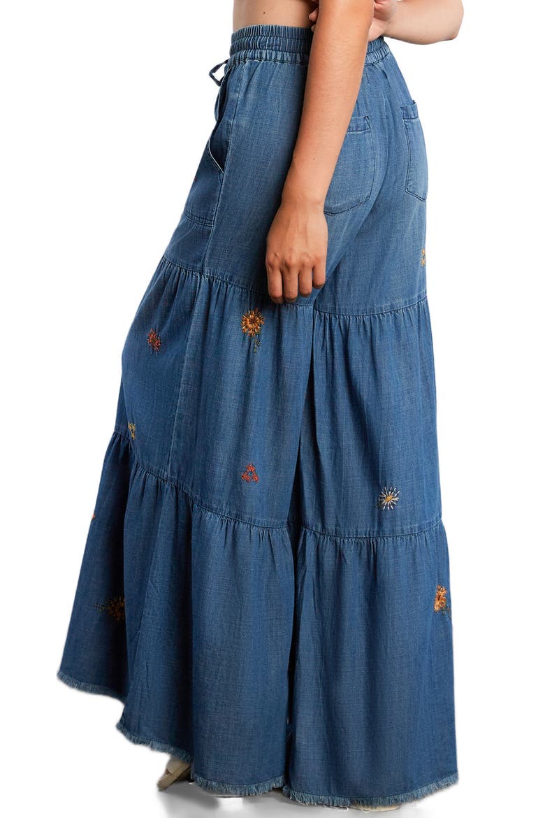 Embroidered Demim Wide Leg Pants, Alternate, color, FANCY DENIM