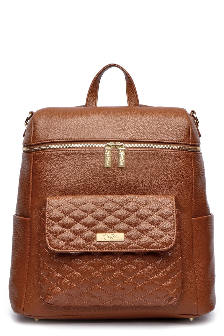 Monaco Faux Leather Diaper Backpack, Main, color, CARAMEL BROWN