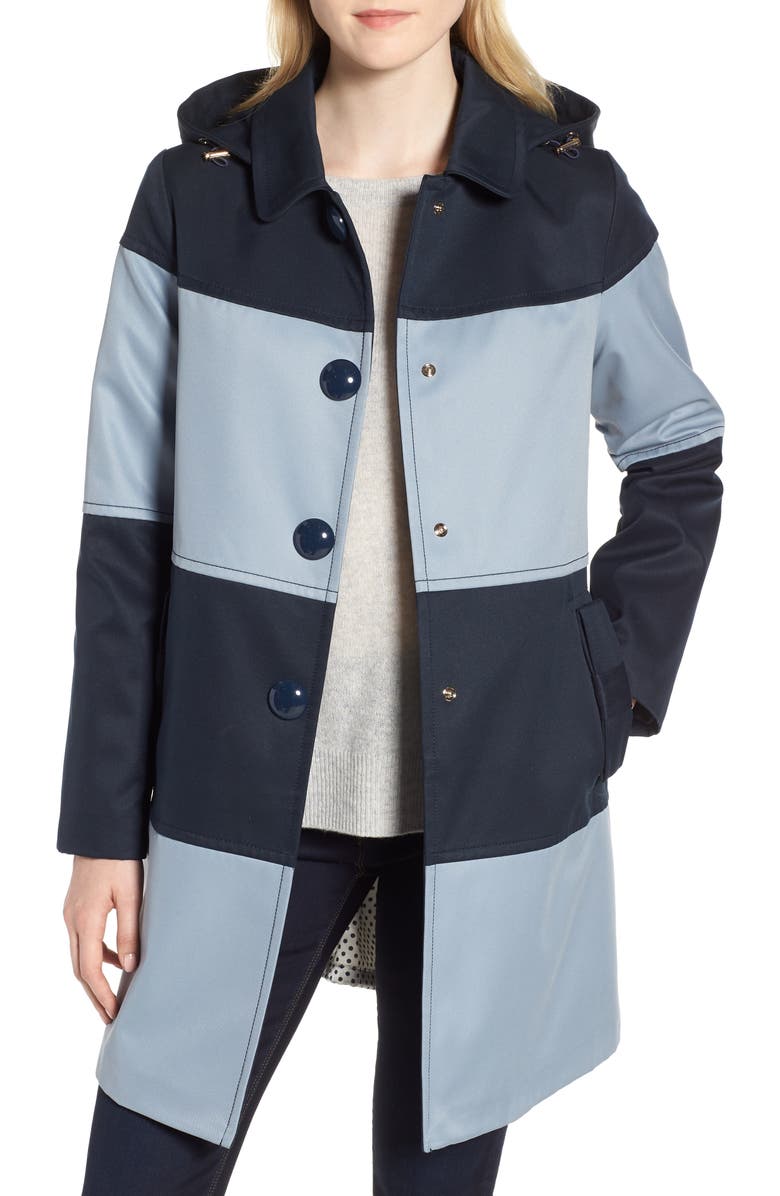 Kate Spade New York colorblock raincoat, Main, color, 