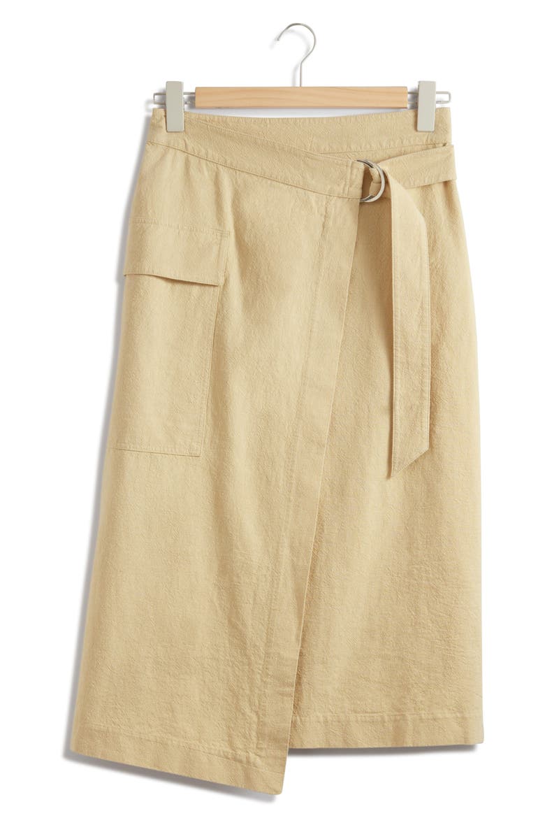 Belted Asymmetric Midi Skirt, Alternate, color, BEIGE DUSTY LIGHT
