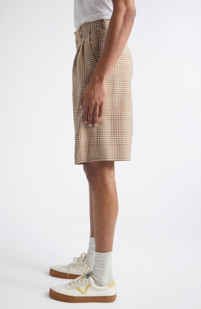 AMI PARIS Pleated Glen Plaid Virgin Wool Twill Shorts, Alternate, color,