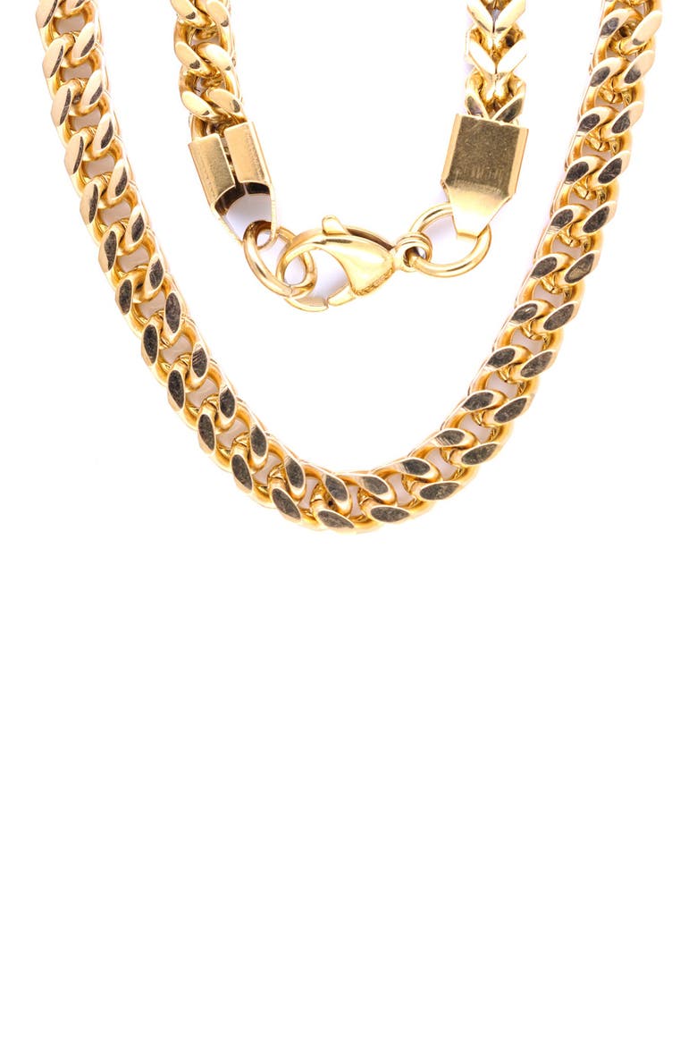 Men's 18K Gold Plated Stainless Steel 30" Curb Chain Necklace, Main, color, YELLOW