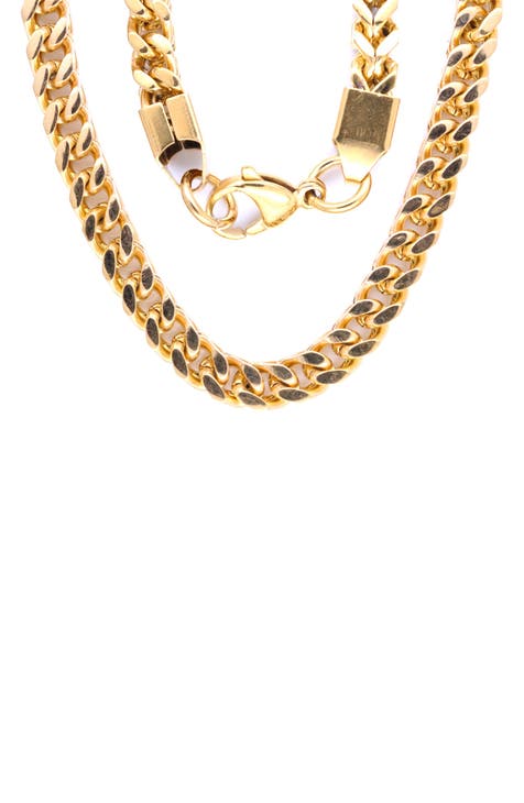 Men's 18K Gold Plated Stainless Steel 30" Curb Chain Necklace