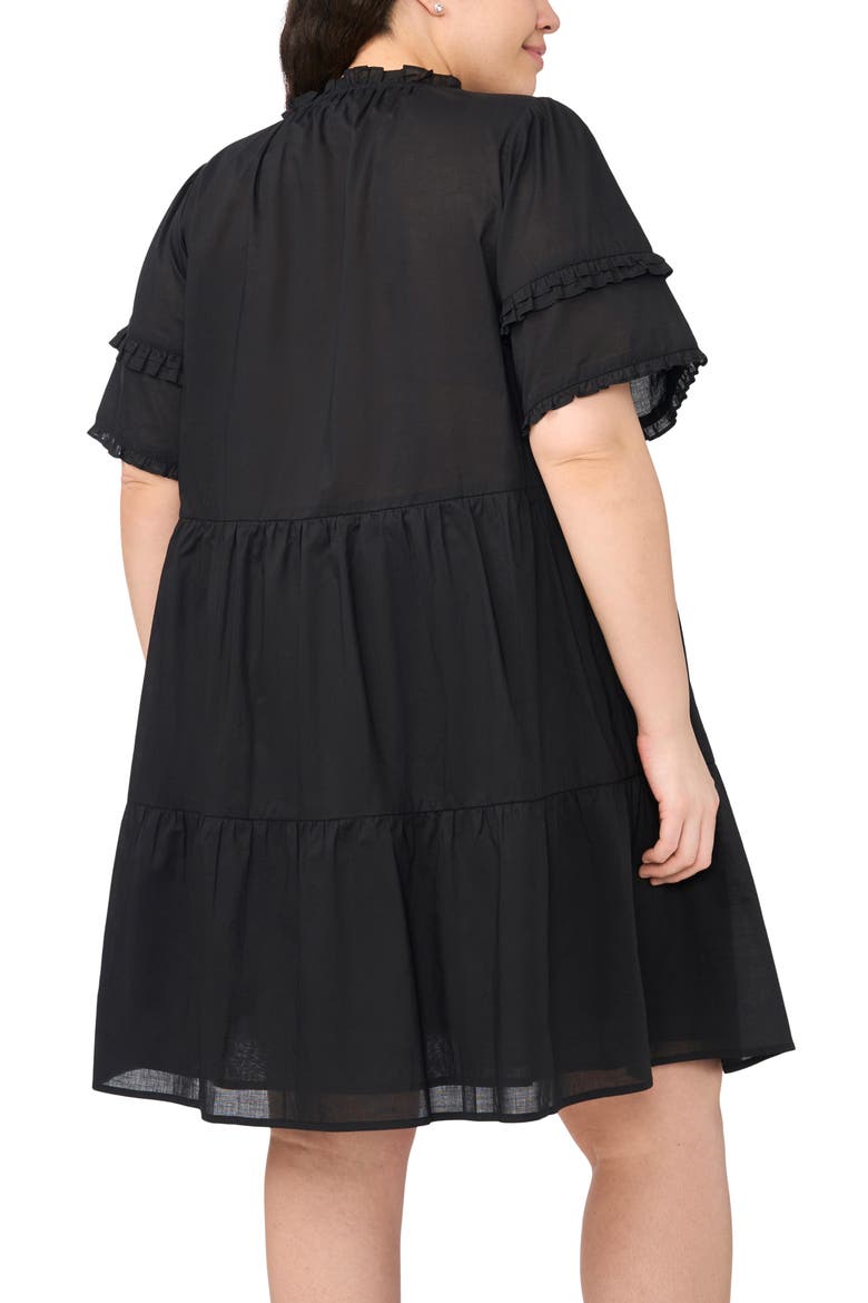 Pintuck Tiered Cotton Dress, Alternate, color, RICH BLACK