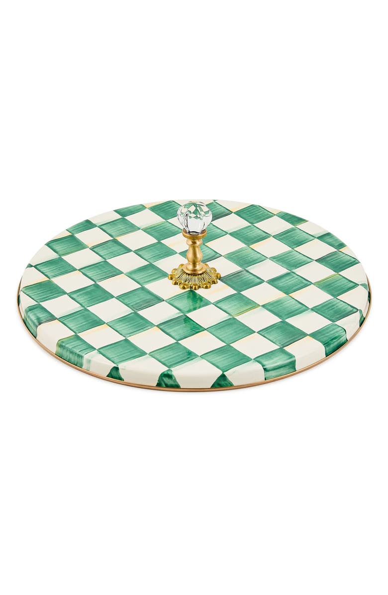 MACKENZIE CHILDS Emerald Check Enameled Steel Cheese Course, Alternate, color, Emerald