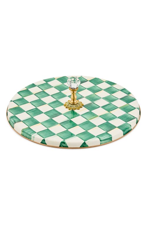 Mackenzie-childs Mackenzie Childs Emerald Check Enameled Steel Cheese Course In Green