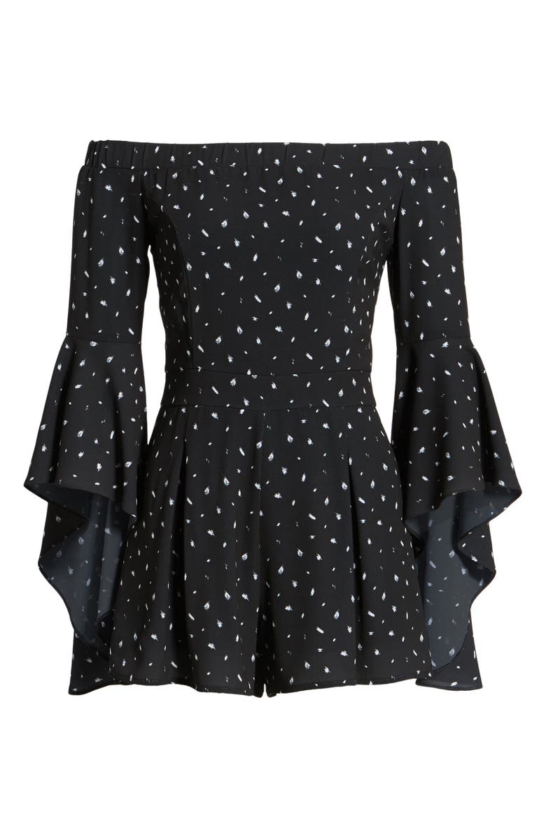Socialite Off the Shoulder Bell Sleeve Romper, Alternate, color, 