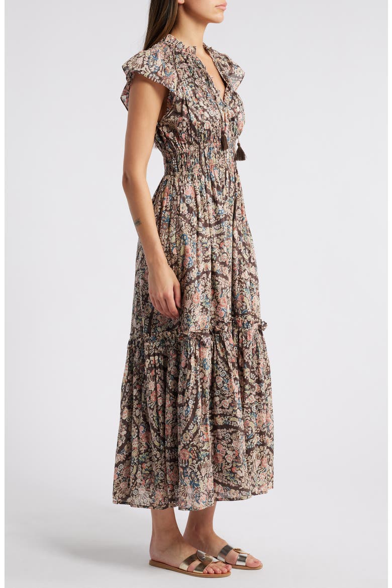 Indira Flutter Sleeve Organic Cotton Midi Dress, Alternate, color, DIVINA PRINT