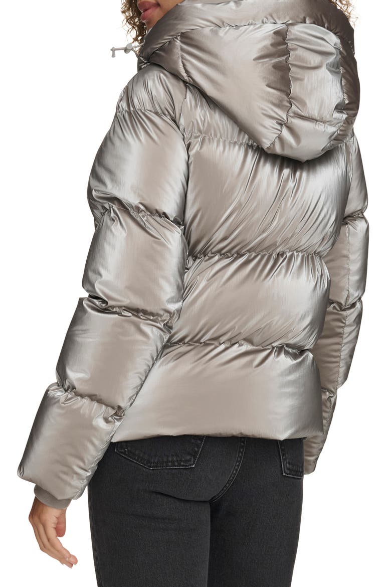 Hooded Quilted Puffer Jacket, Alternate, color, SILVER